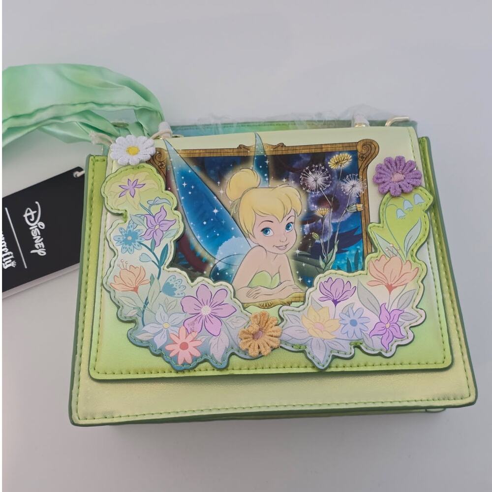 Loungefly Disney Peter Pan Tinker Bell Flower Iridescent Crossbody Bag | NWT - Picture 4 of 7